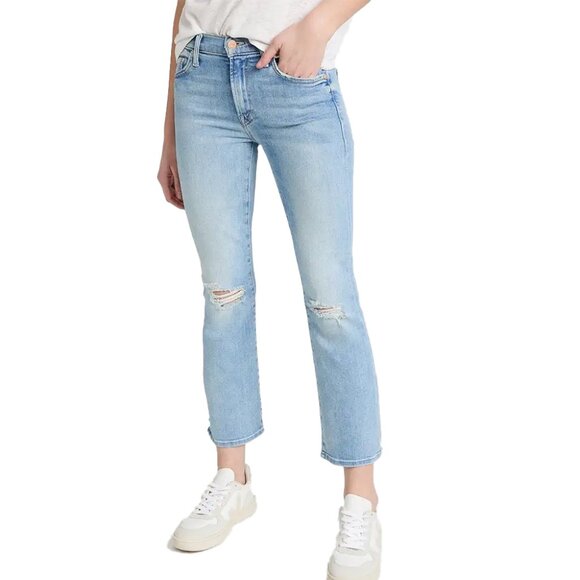 Mother Denim The Outsider Ankle Chew Mid-Rise Jeans, Poisoned Petals, 26 - Picture 1 of 8